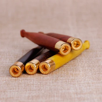 

1 Pcs Natural Wood Grain Solid Wood Pipe 5mm Cigarette Holder Mouthpiece Tobacco Pipes Filter Smoking Pipes Creative Gifts Smoke