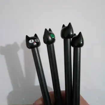 

200PCS Cute Kawaii Lovely Cartoon Animal Black Cat Gel Pen 0.38 MM Rollerball Pen Novel Stationery For Students