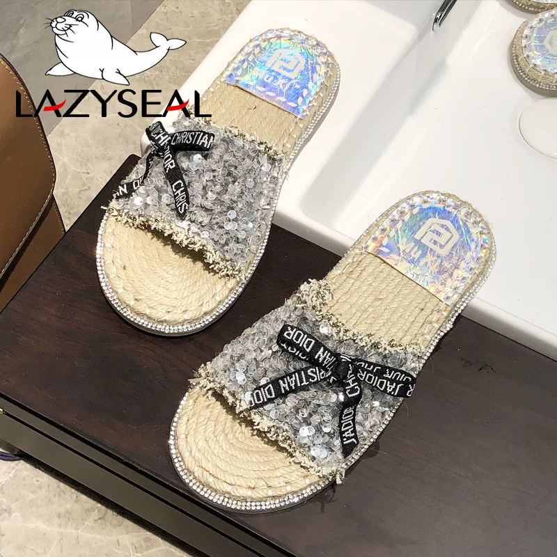 LazySeal/2019 г. женская обувь пляжные вьетнамки на плоской подошве тапочки с