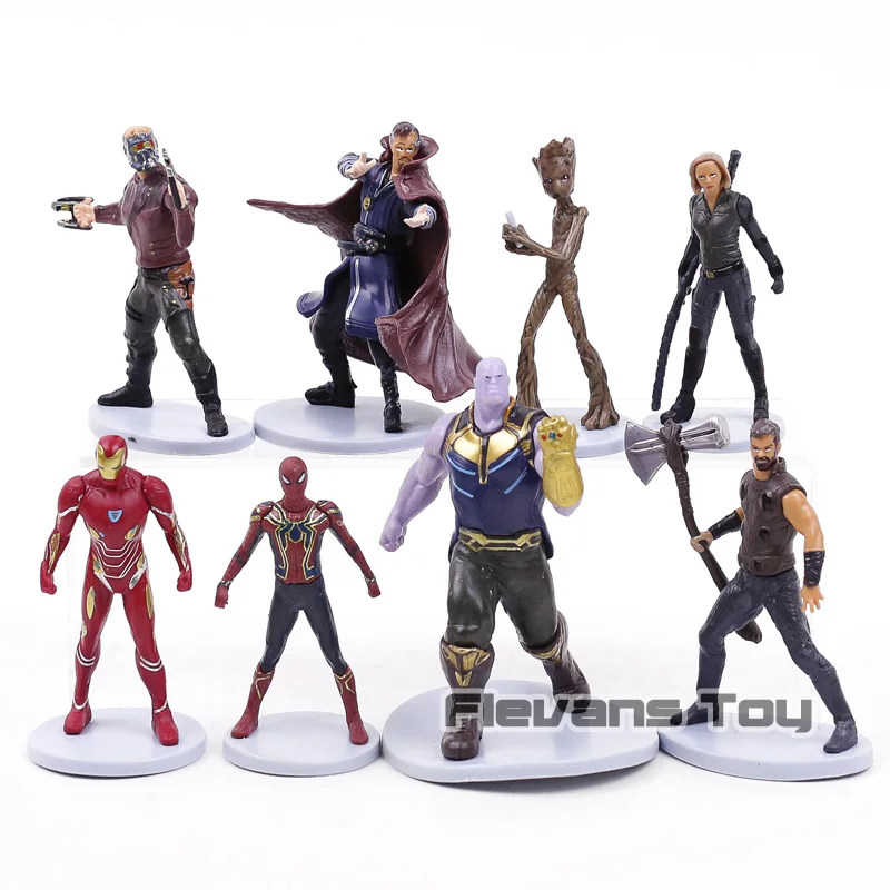 8Pcs//SET Avengers 3 Infinity War Thanos Spiderman Action Figures Kids Toys Dolls