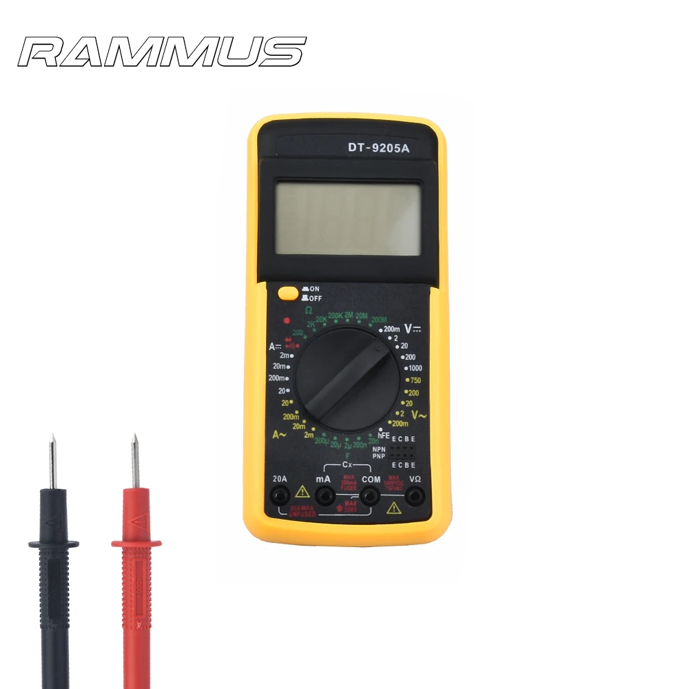 

DT-9205A Digital Multimeter LCD AC/DC Volt Amp Resistance Capacitance Meter Tester Ammeter Voltmeter Electrician Tool