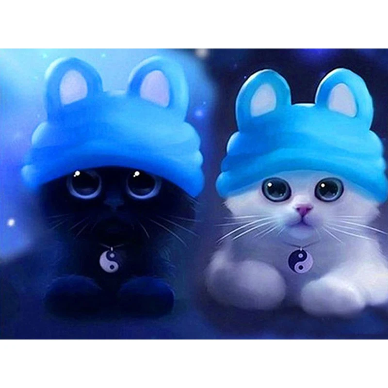 Алмазная картина кошка DIY 3D Вышивка Два котята наборы для вышивки с бусинами