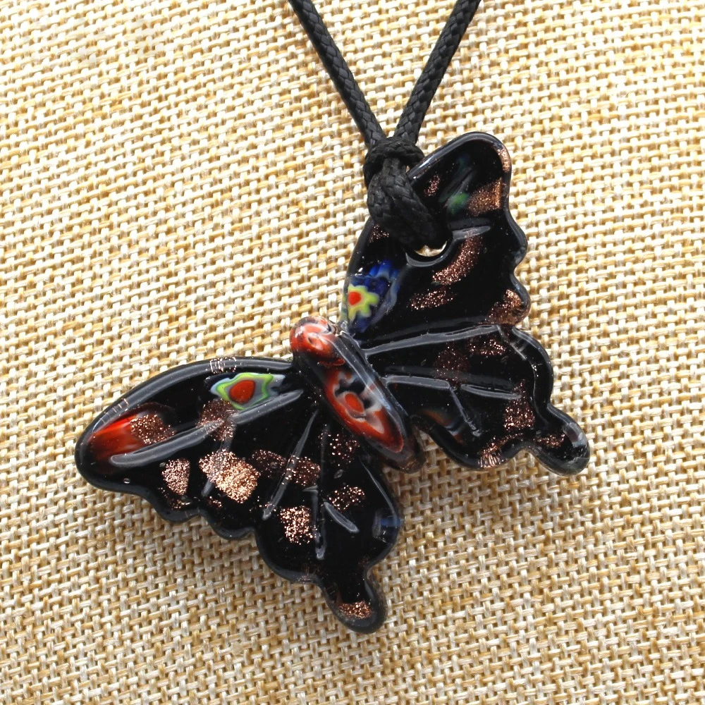 

Wholesale 2 style 6pcs/Lot handmade Murano Lampwork Glass Mix Color Butterfly Pendant Fit Necklace gift