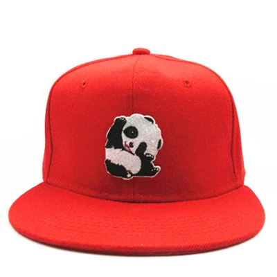Панда Животные вышивка хлопковая бейсболка в стиле хип-хоп бейсболка с возможностью регулировки размера Шапки для детей, мужчин и женщин 209 - Цвет: red