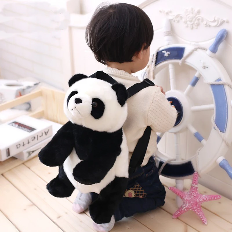 Best Millffy 30cm Children cute cartoon panda backpack multi color backpack simulation panda children bag comfortable fabric