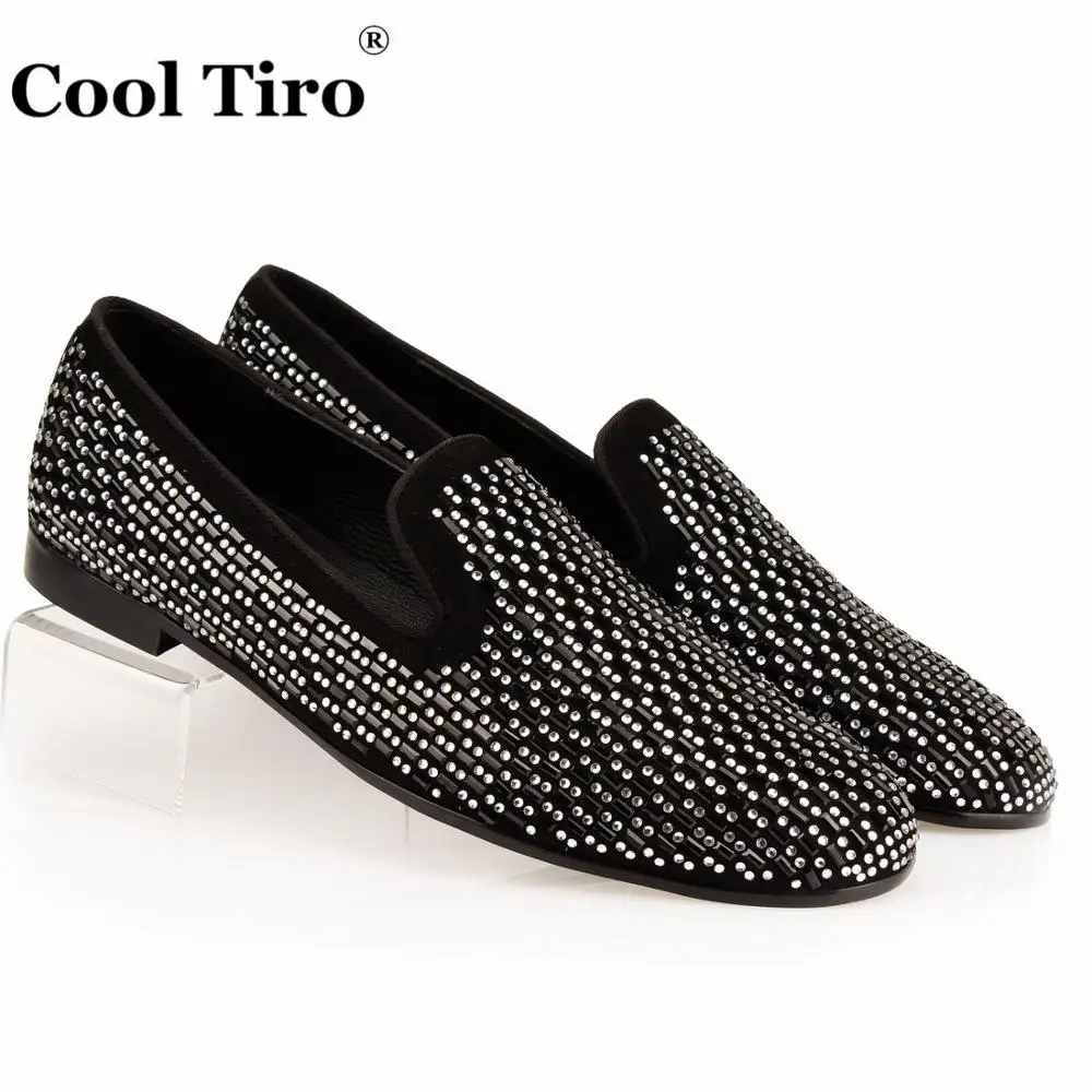 Strass Men Loafers Black Suede Moccasins (1)