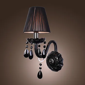 

Arandela Black Crystal Modern Led Wall Light Lamp with Fabric Shade For Bedroom Home Wall Sconce Free Shipping