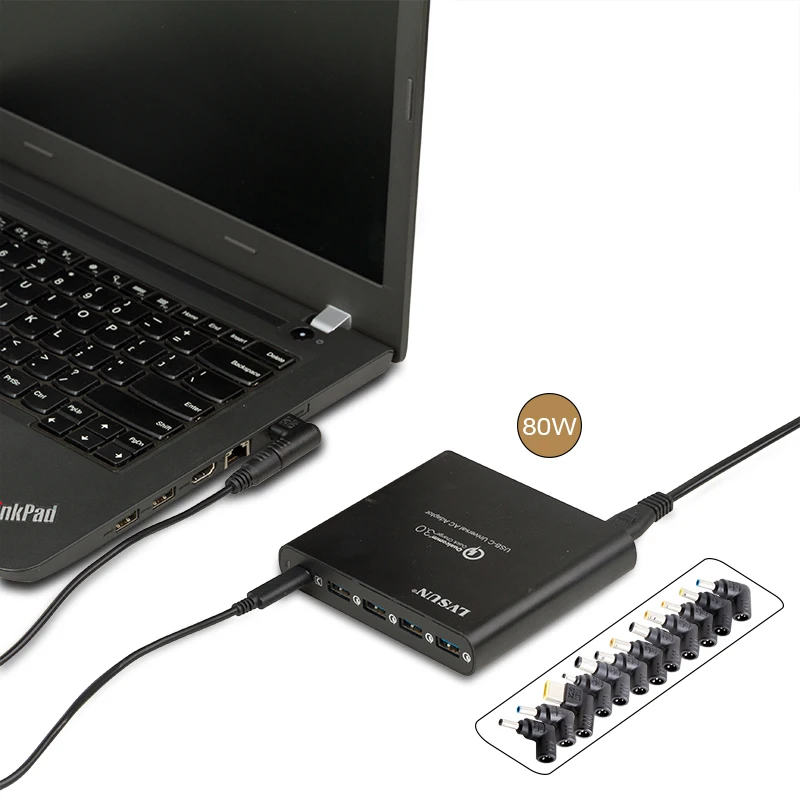 LVSUN QC 3,0 Все в 1, зарядное устройство для телефона, планшета, ноутбука, адаптер для ноутбука с типом c, USB-C зарядное устройство для Macbook Spectre 13 Yoga