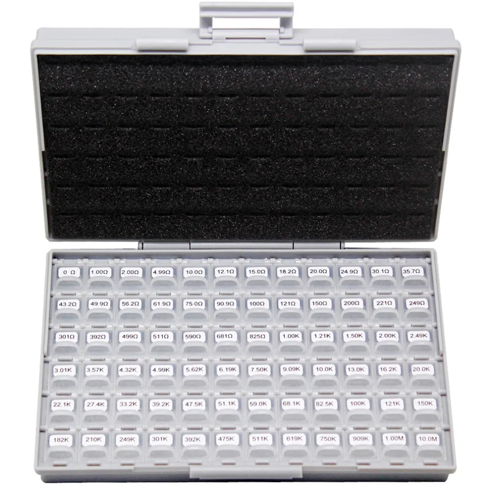 AideTek New SMD SMT 0603 size 72 values 100pc/v E96 1% resistor kit 0 10M RoHS BOX-ALL lables plastic part box R06E12100 500pcs 0603 150k 150k ohm 5% smd resistor