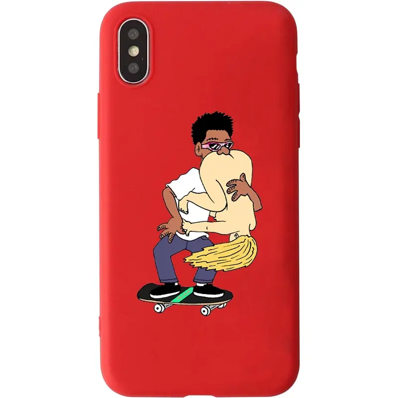 fashion sexy skate fast eat ass Candy Color TPU Case phone For iphoneX 7 8 XS XR XSMAX Red Yellow purple White Cover