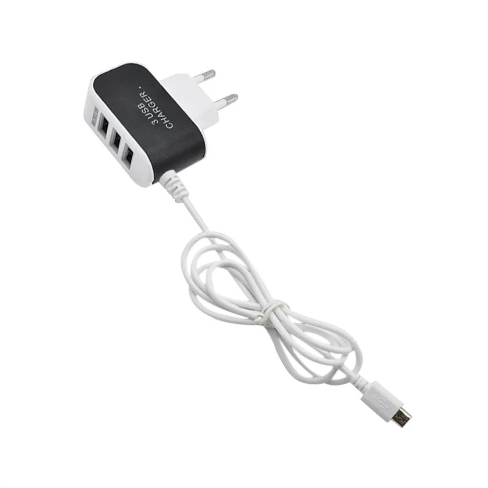 Штепсельная Вилка европейского стандарта 3.1A 3 порта USB зарядное устройство для путешествий AC зарядное устройство для телефона s адаптер+ 1 м микро USB зарядный кабель для huawei для samsung# YL5