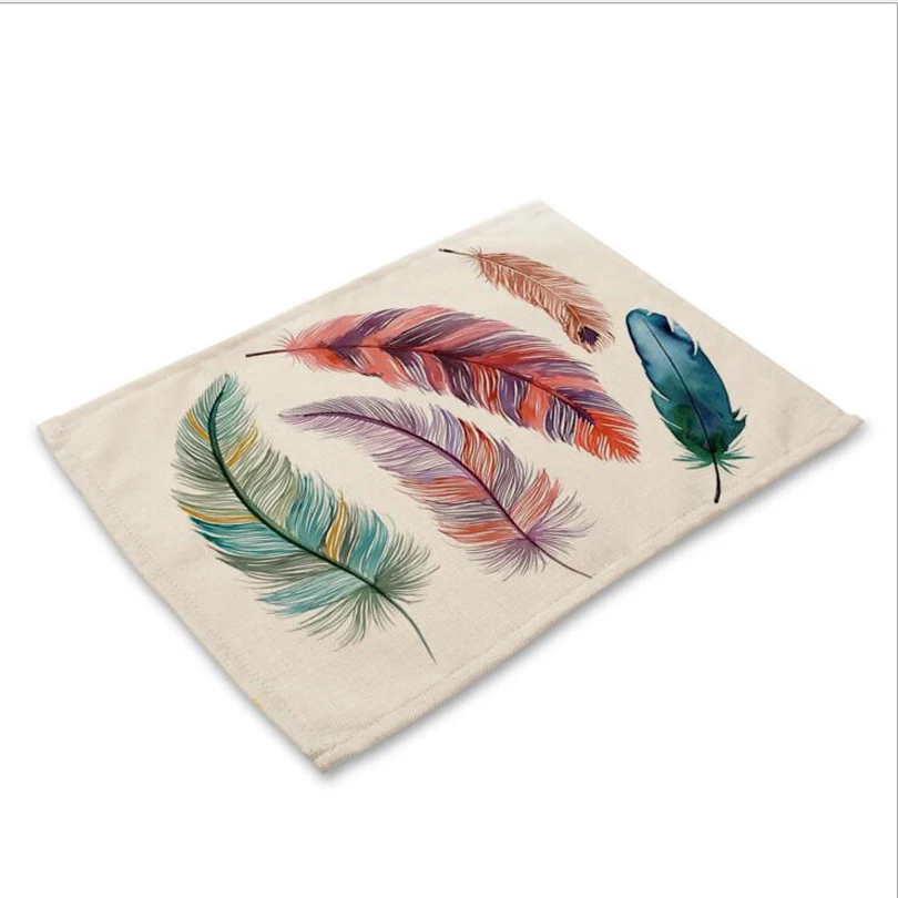 Цветной коврик из ткани с перьями, коврик для украшения стола, кухонный коврик, индивидуальное оформление, H231