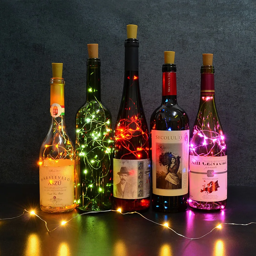 

2M 1M LED Garland silver Wire String Fairy Lights for Glass Craft Bottle New Year Christmas Valentines Wedding Decoration