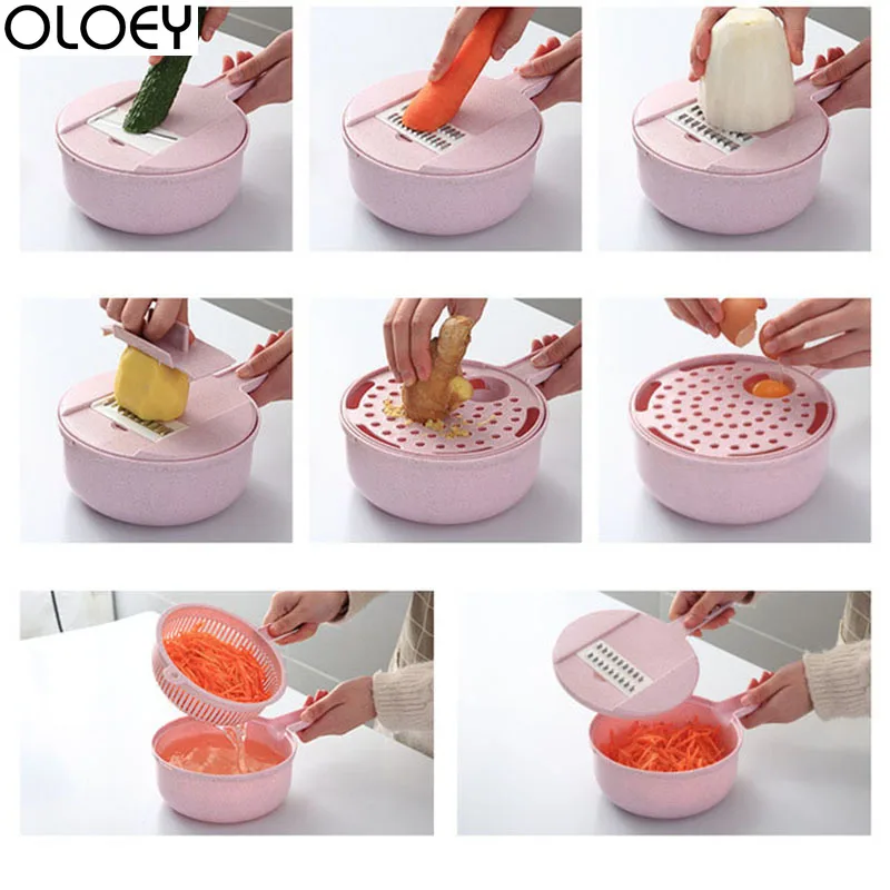 

OLOEY 1PC 9 IN 1 Multi-function Easy Food Chopper Potato Grater Manual Onion Cutter Easy Food Chopper Slicers Kitchen Gadget
