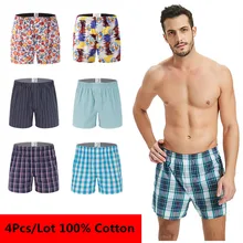 4 шт./лот, классические клетчатые полосатые мужские боксеры, хлопковое Мужское нижнее белье, тканые мужские трусы со стрелками, боксеры размера плюс 4XL 5XL 6XL