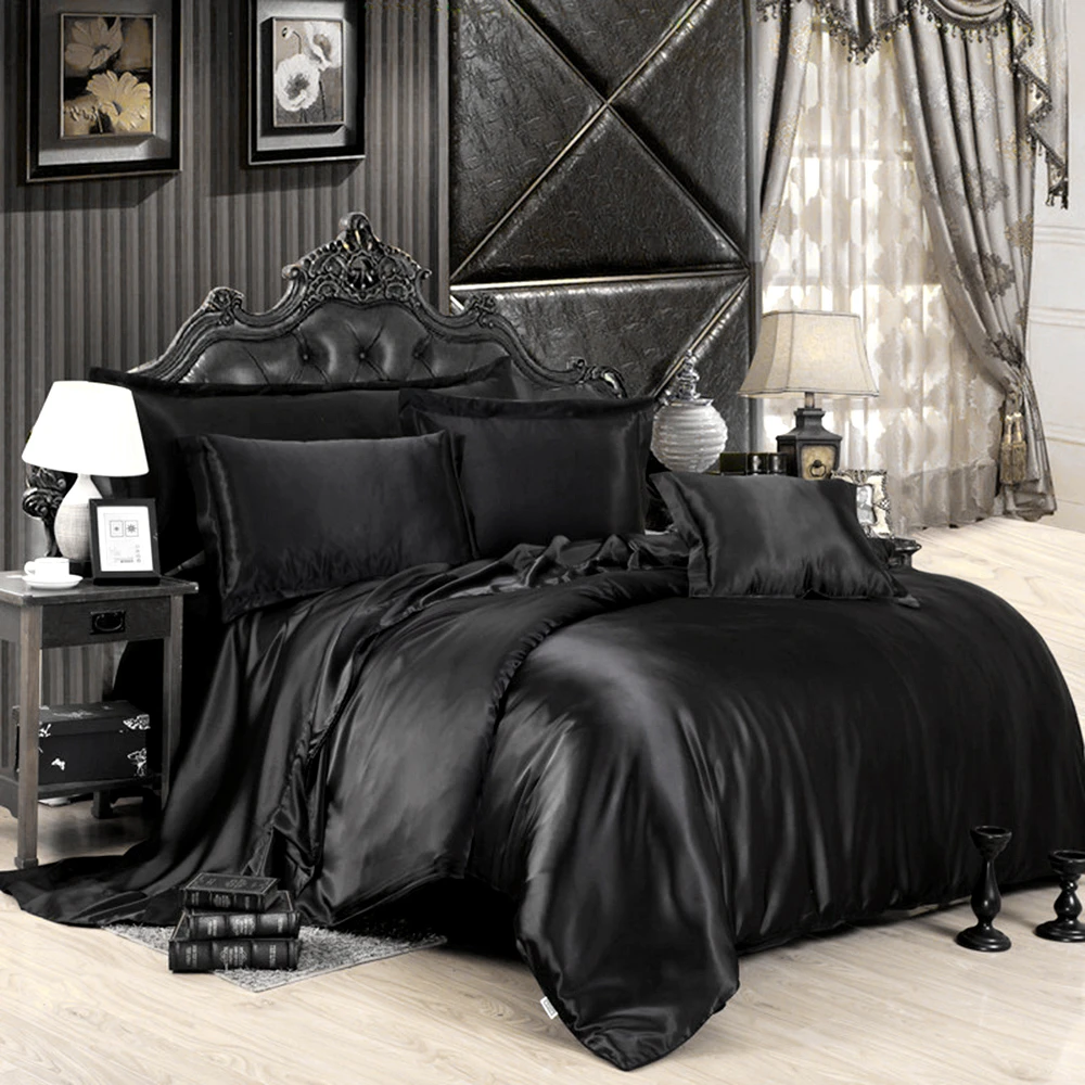 New Satin Bedding Set Comforter Bedding Set Duvet Cover Bed Sheet Pillow Quilt Cover Single Double Queen Size Quilted Bedding Sets Aliexpress