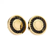 Lierzika бренд из нержавеющей стали черный цвет цепи круглые буквы серьги с логотипом