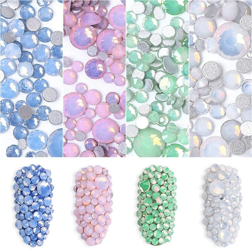 350pc Multiple specifications Opal Nail Rhinestones Flatback Crystal Stones Glass Gem For DIY UV Gel 3D Nail Art Decorations