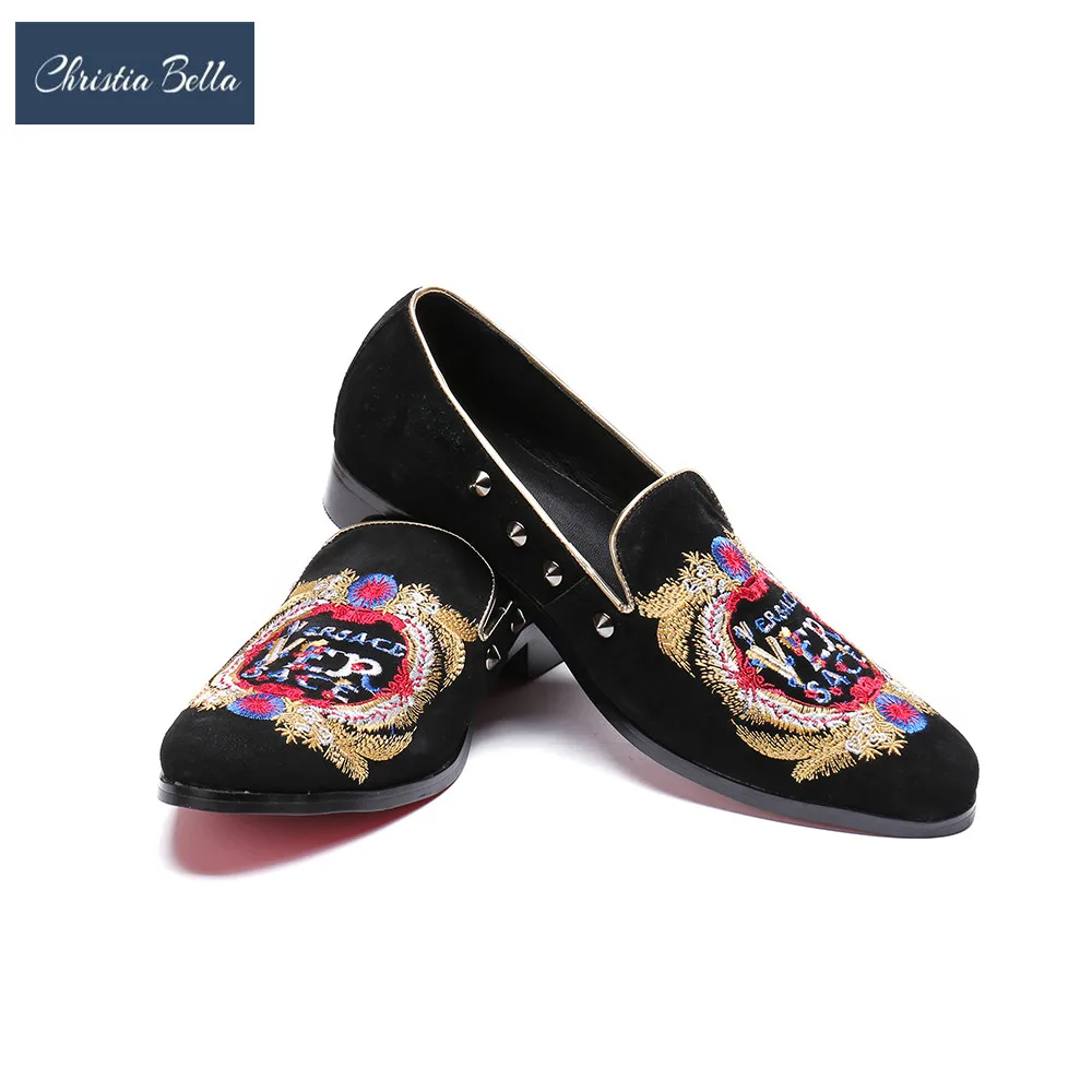 

Christia Bella British Men's Breathable Stage Nightclub Prom Dress Shoes Rivets Shoes Summer Smoking Slippers Flats Shoes Men