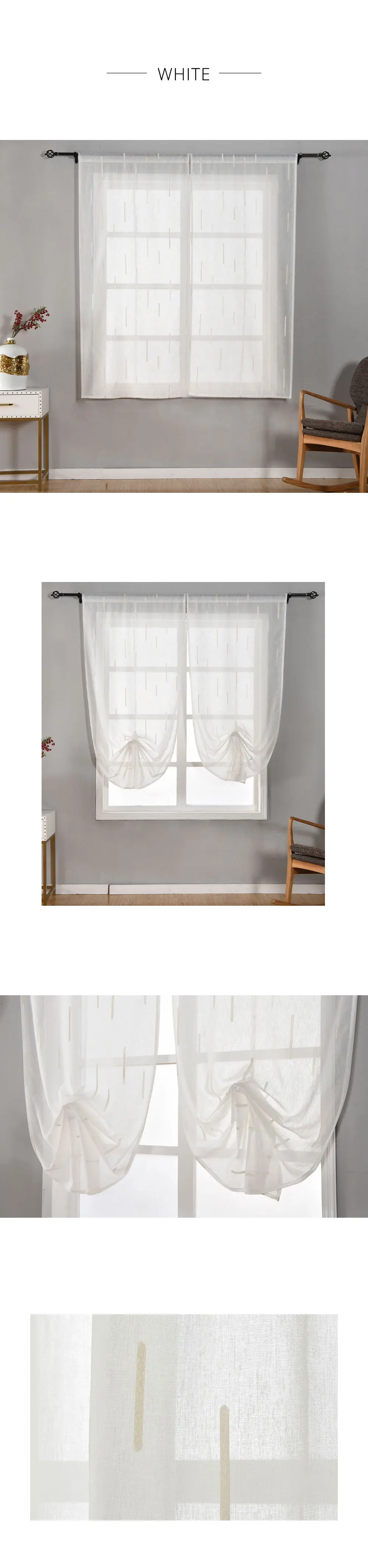 LOZUJOJU Simple Strings Pattern Roman Short Curtains Drops Kitchen Windows Small Size Modern Style Tulle Curtains Fabric Thread (4)