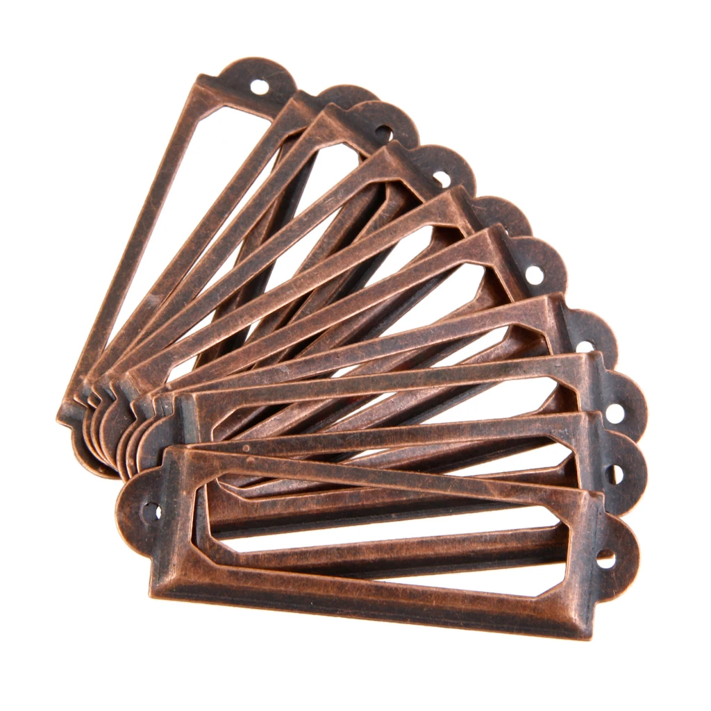 50pcs Office Library File Drawer Cabinet Card Tag Label Holder Metal Frame (Antique Bronze)