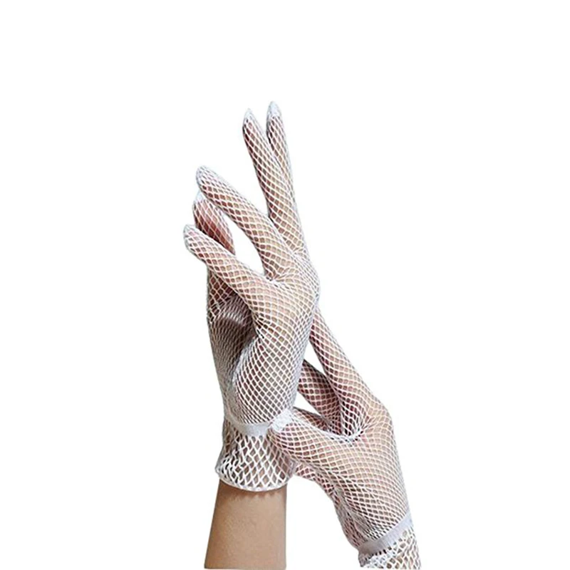 

1 Pair Gloves Ladies Hollow Fishnet Gloves Summer Sunscreen Driving Wrist Length(White)