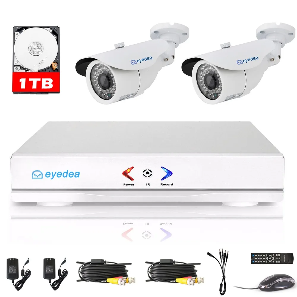

Eyedea 4CH 1080N HDMI 5500TVL DVR With 2 Pcs 1080P HD Outdoor waterproof CCTV Security Camera with HDD Video Surveillance Kit