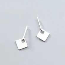 MloveAcc Твердые 925 пробы серебряные Геометрические Квадратные очаровательные серьги-гвоздики для женщин модные ювелирные изделия из стерлингового серебра