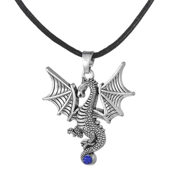 

Silver Animal Dinosaur Alloy Pendant Necklace Jewelry Elder Scrolls Dragon Necklace Charm Jewelry Luster Lotus