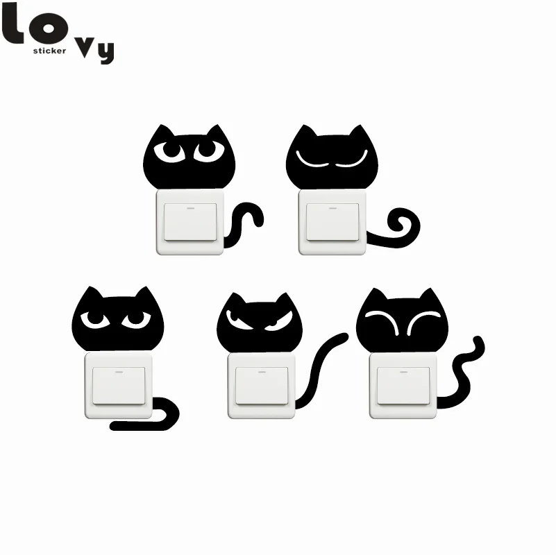 5 шт./компл. настенный светильник с мультяшным котом наклейка забавной большой