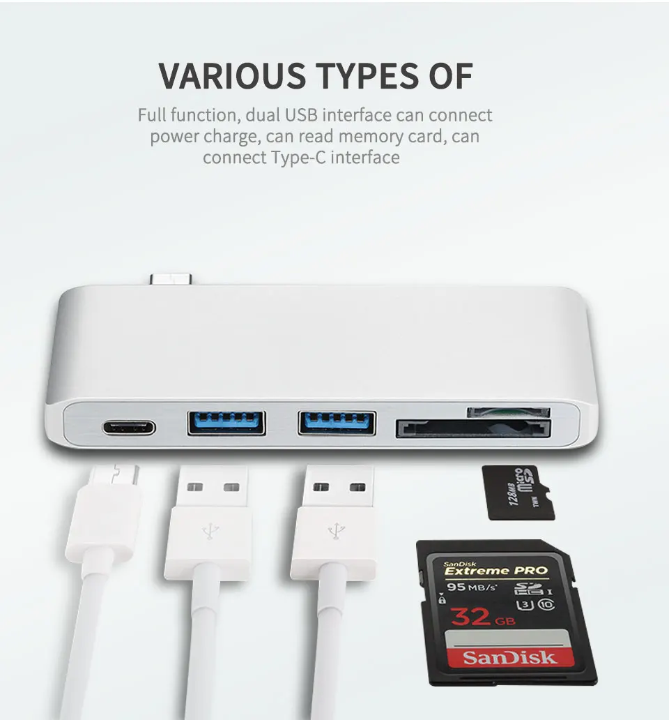 USB 3.1 Type C To  Hub Card Reader  Multiport Type-C Hub Thunderbolt 3 Convertor USB-C  charging for Macbook Pro Samsung  (3)