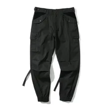 Стимпанк мужские камуфляжные черные брюки, мужские длинные брюки, свободные модные брюки