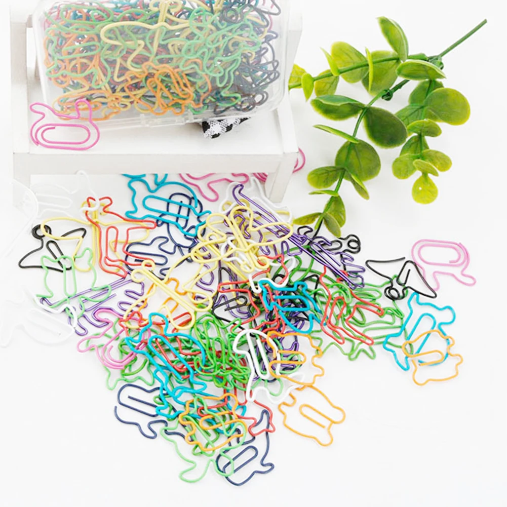 

60pcs Kids Multicolor Paper Holder Animal Shape School Student Cute Smooth Clips Gift Metal Bookmark Office Supplies