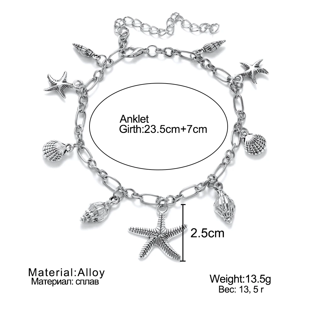 Vintage Star Pendant Anklets Women Ankle Bracelets