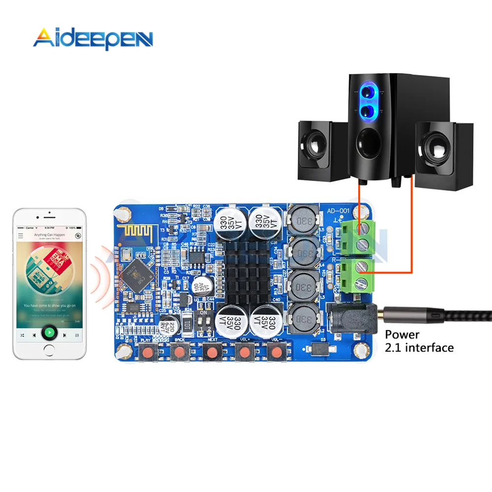 TDA7492P 2X 50W Bluetooth 4.0 Aideepen Audio Digital Receiver Amplifier Board 
