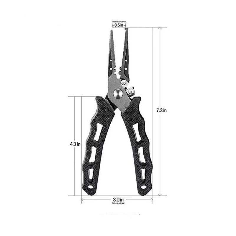 Fishing Pliers Split Ring Cutters Fishing Holder Tackle with Sheath & Retractable Tether Combo Hooks Remover Fishing Tool 