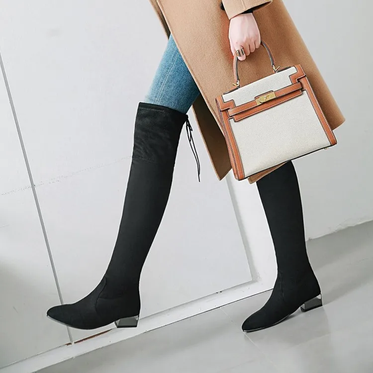 

Big Size 11 12 13 14 15 16 17 Fashionable thin legs and long barrel grinding surface stretch over knees and boots
