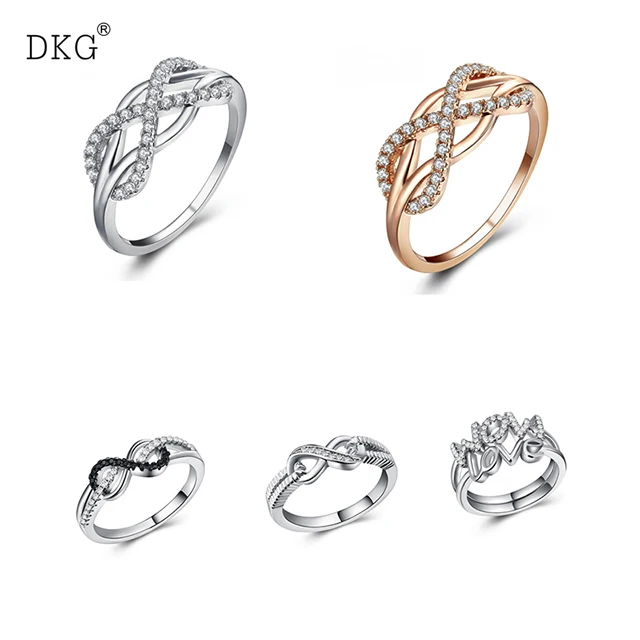 

New Alloy Crystal Rings Gold Color with Crystal Infinity & Love Mom Ring Statement DIY Jewelry for Women Christmas Jewelry