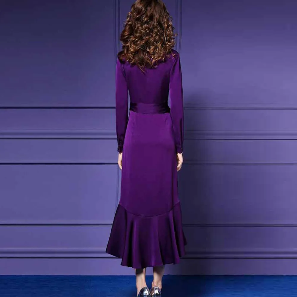 Sisjuly женское вечернее винтажное платье с рюшами и бантом, на шнуровке, фиолетовое, черное, офисное, женское, асимметричное, Falbala, глубокий v-образный вырез, рабочие платья
