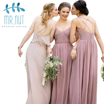 

Customized 2019 Spaghetti Straps Long Bridesmaid Dress Elegant Dress Chiffon vestidos de fiesta