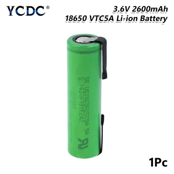 

High 35A Genuine US18650VTC5A 18650 Battery 2600mAh Lithium Rechargeable Batteries Welding Nickel Sheet bateria For Flashlight