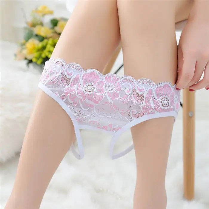 Women's underwear new sexy transparent temptation Low waist lace ultra-thin breathable hollow thong Japanese T pants underwear - Цвет: Белый