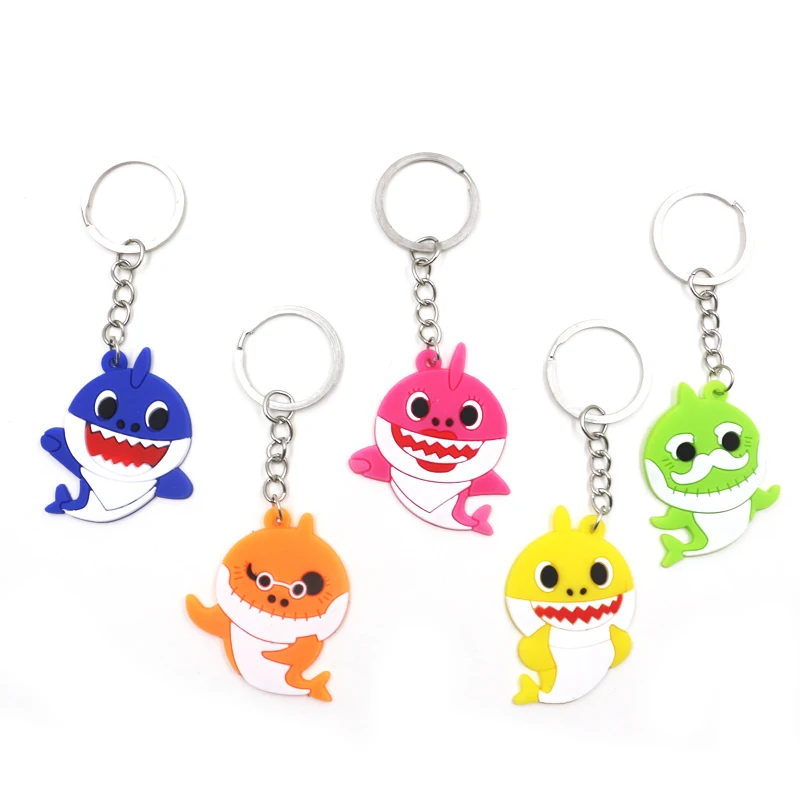 

50 Pcs Shark Silicone Keychain Cute Cartoon Party Decorations Key Ring Kids Toy Keyring Pendant Wholesale