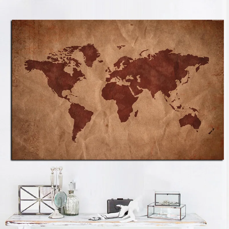 Abstract 3D World Map Canvas Painting Modern World Map HD Print On Canvas for Office Meeting Room Picture Wall Art Cuadros Decor