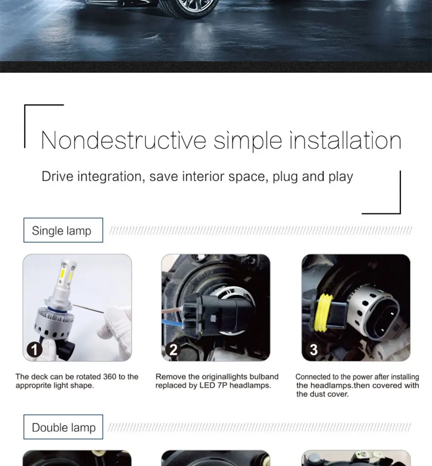 led car headlight bulb cob light source 80w auto lamp light  (18)