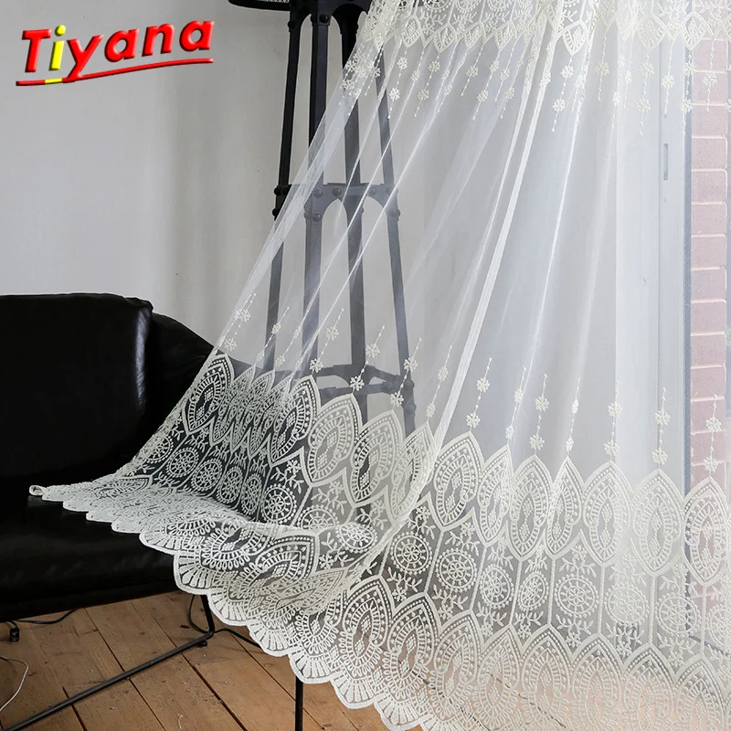 

Embroidery Geometric Tulle Curtain For Baby Girl Bedroom Sheer Curtains For Living Room Children Japanese Korean Tulle WP022 *30