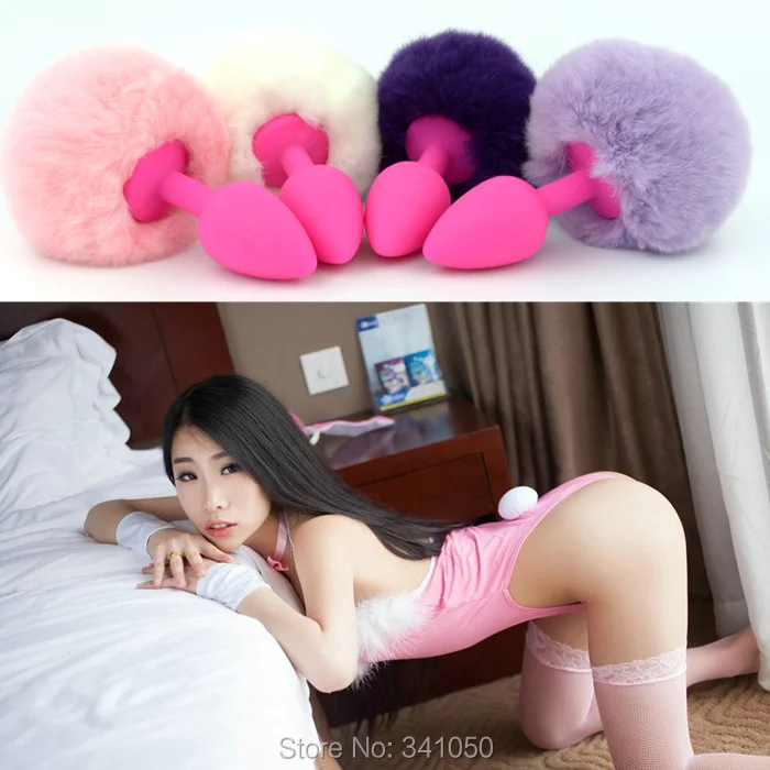 Silicone panties with anal plug tail rabbit tail anal sex toys butt plug,anal toy fox tail four color