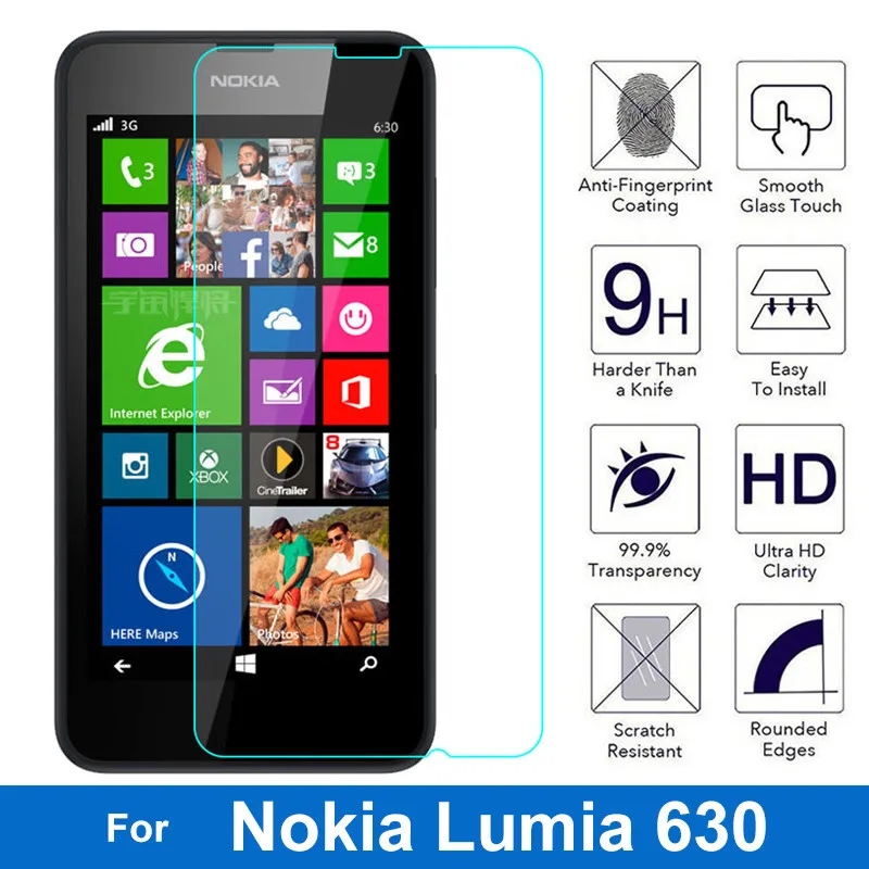 

0.26MM 2.5D Ultrathin Premium Tempered Glass Film For Nokia Lumia 630 635 636 638 Dual Sim N630 Screen Protector Protective Film