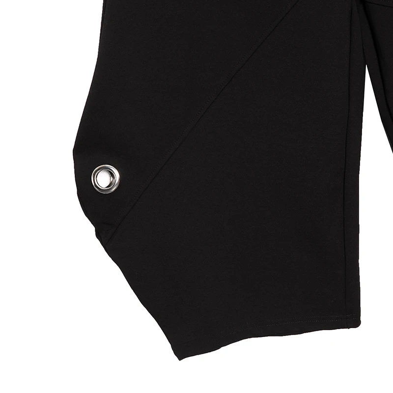 [EAM] новые весенние черные свободные Нестандартные Свободные штаны с высокой эластичной талией, женские модные брюки JI777
