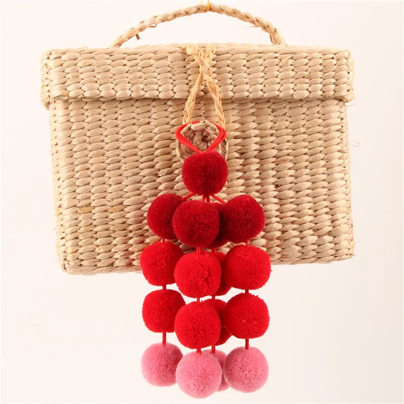 

1pc Hot Selling Colorful Key Chain Bag Accessories Gradient Pompom Car Keychain Handbag Key Ring